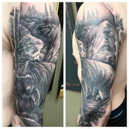 Bear Forest Waterfall Realism Sleeve